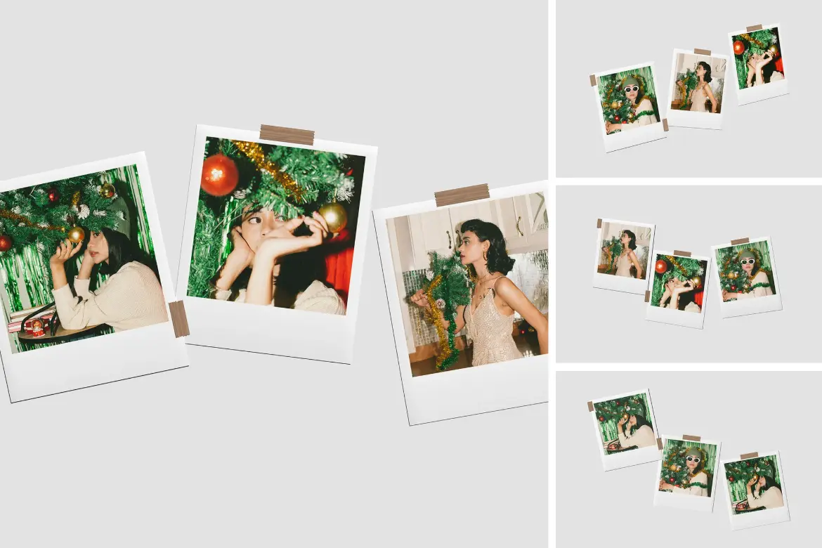 宝丽来拍立得照片展示样机PSD模板