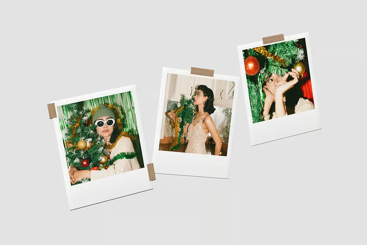 宝丽来拍立得照片展示样机PSD模板