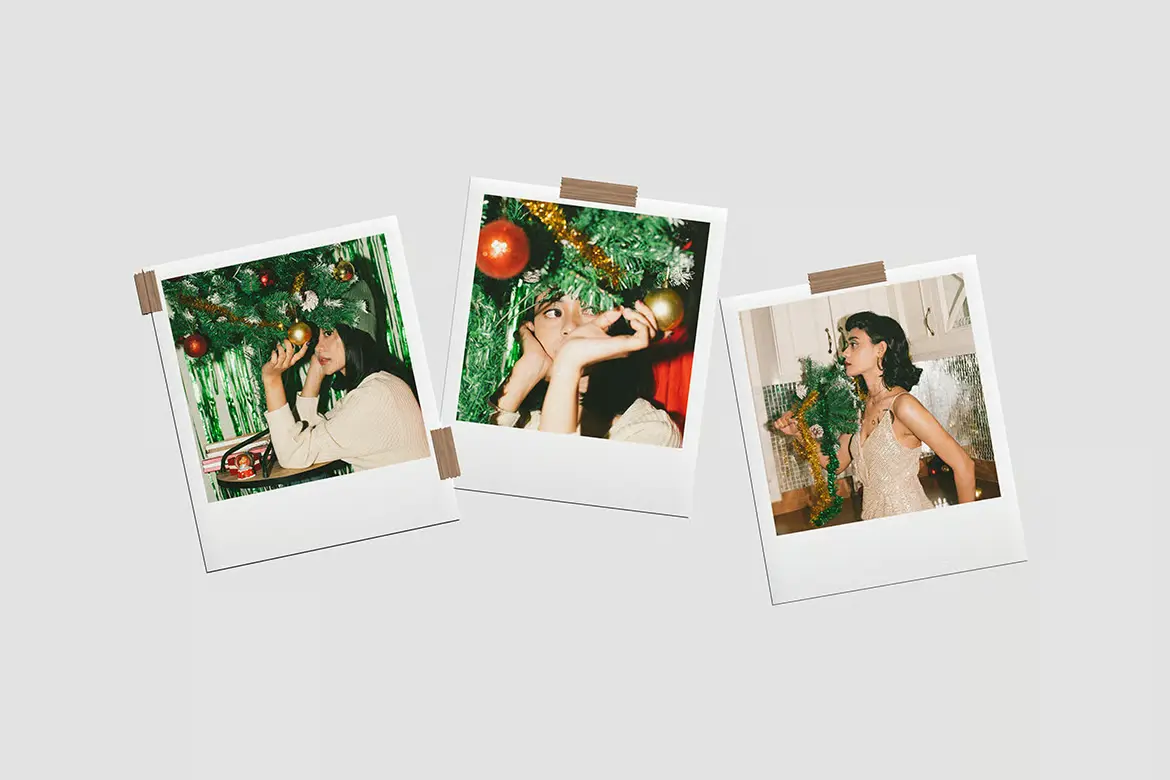 宝丽来拍立得照片展示样机PSD模板