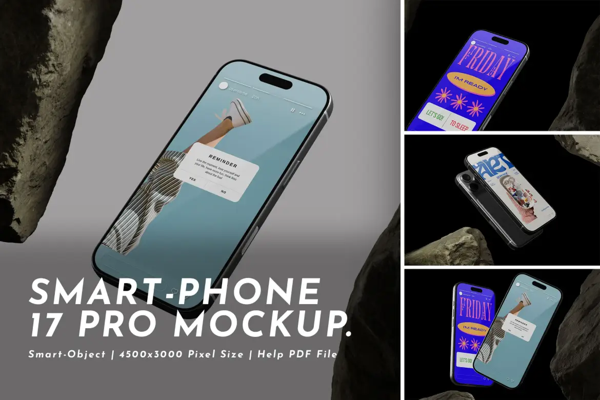 智能手机17 Pro样机PSD模板