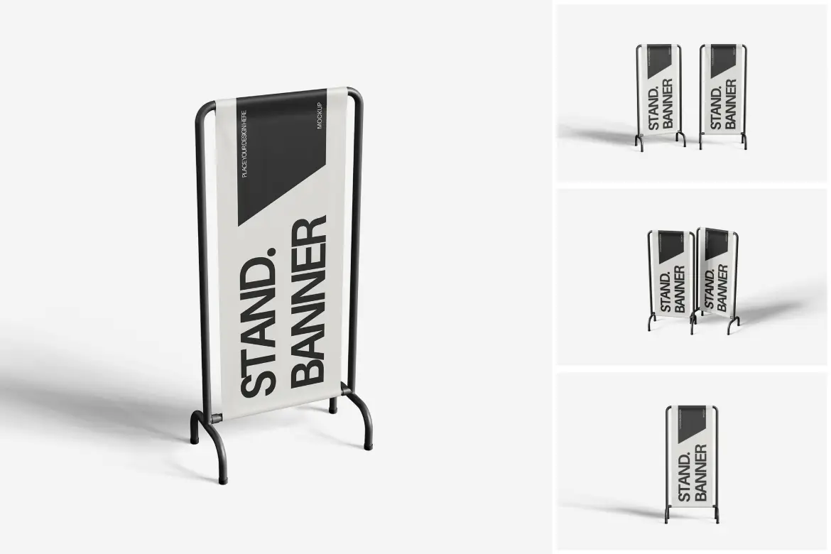 4套展台横幅展示模型PSD样机模版
