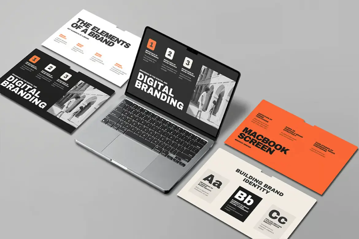 4套Macbook屏幕模型PSD样机