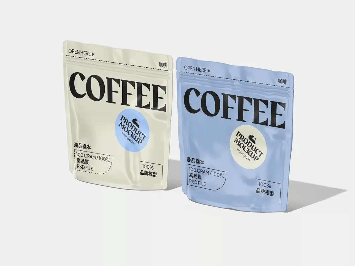 3套高品质咖啡袋包装模型PSD样机
