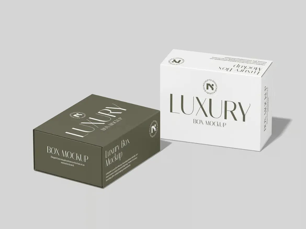 3套高品质奢侈品包装盒模型PSD样机