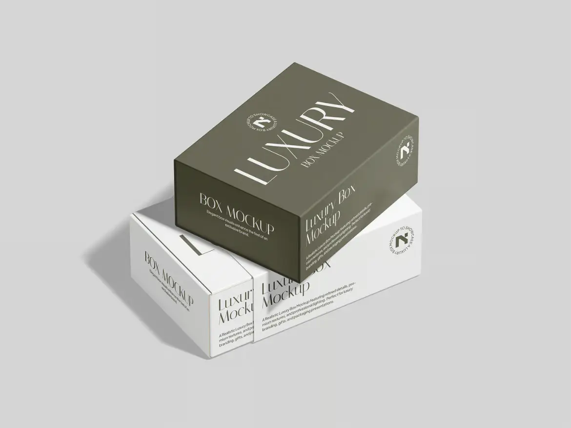 3套高品质奢侈品包装盒模型PSD样机