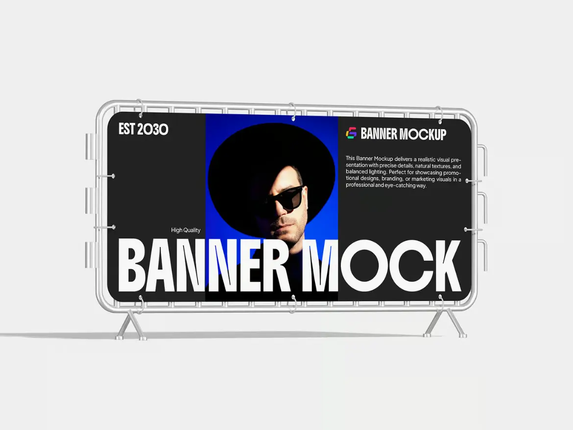 3套高质量可伸缩展架横幅模型PSD样机