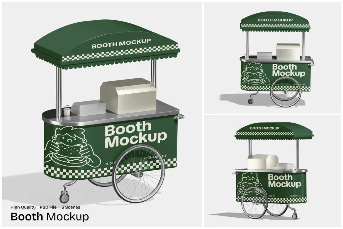 3套高分辨率展览展台模型PSD样机