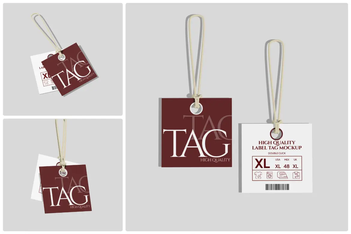 3套服装产品标签模型PSD样机