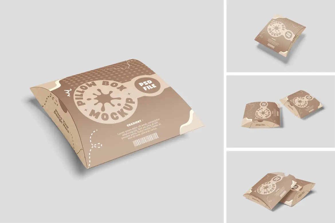 4套枕头盒模型PSD样机