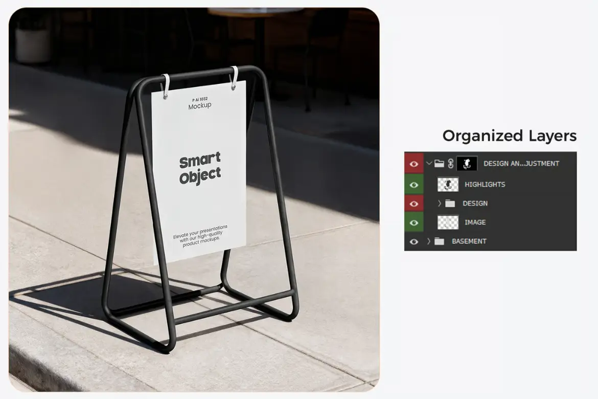 5套金属A型框架招牌模型PSD样机