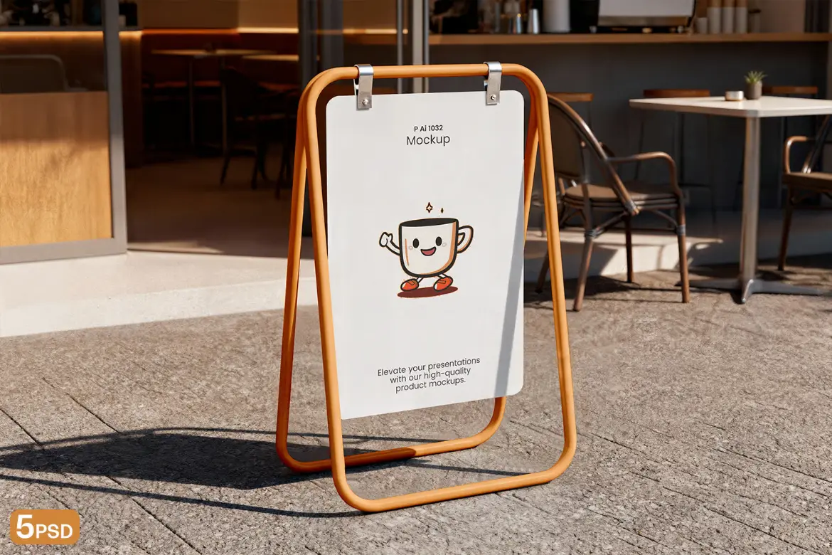 5套金属A型框架招牌模型PSD样机