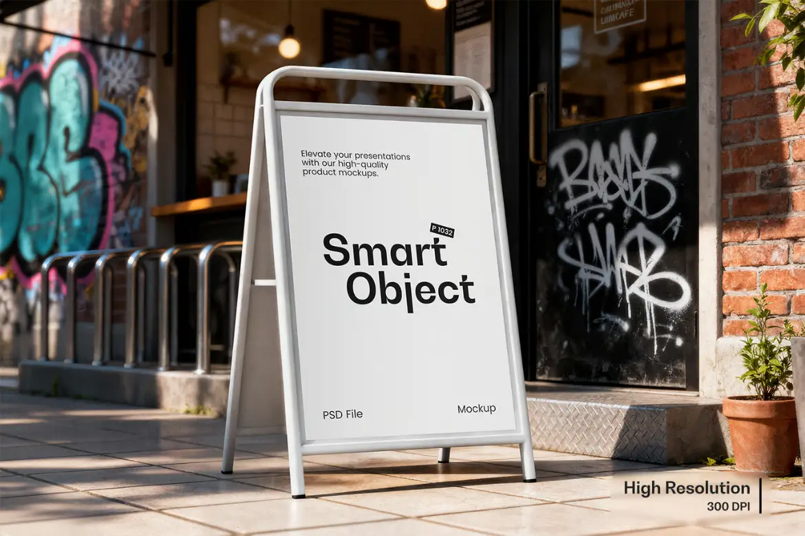 5套金属A型框架招牌模型PSD样机