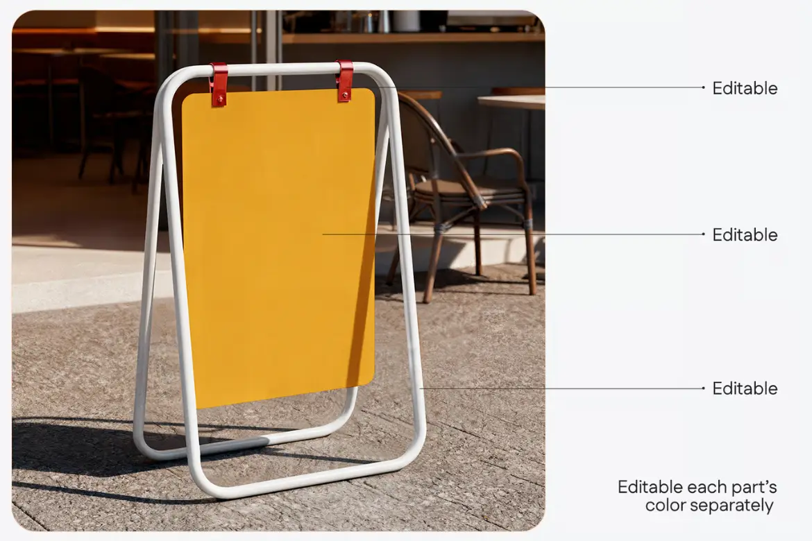 5套金属A型框架招牌模型PSD样机