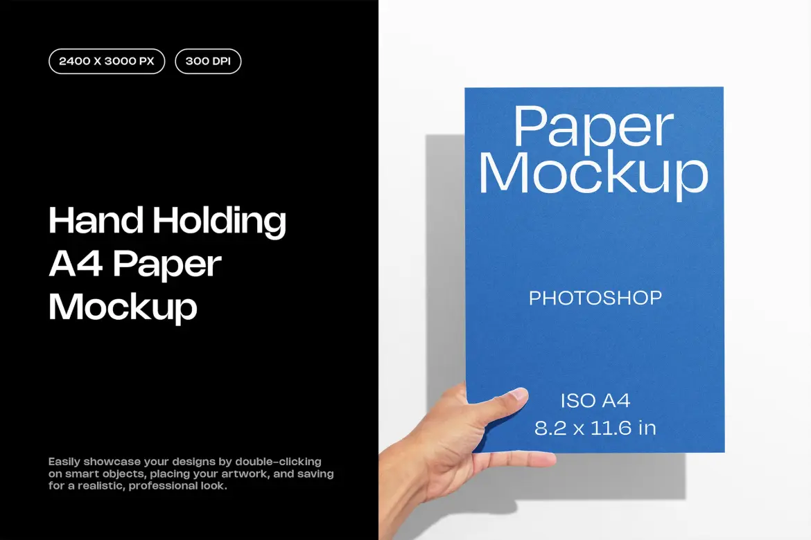 1套手持A4纸样机模型