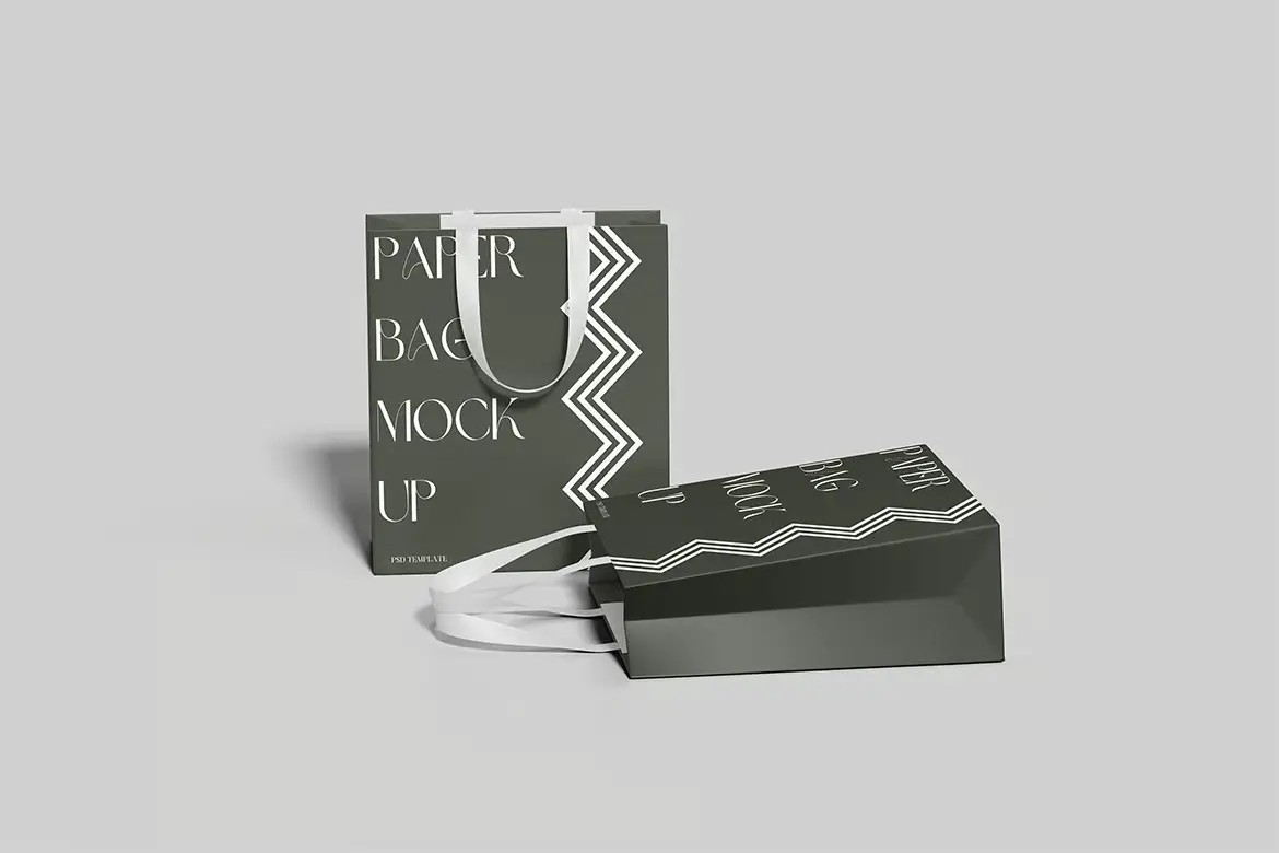 4套高分辨率购物纸袋模型PSD样机