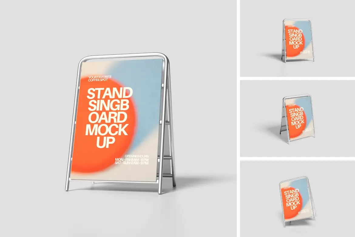 4套高分辨率商业招牌模型PSD样机