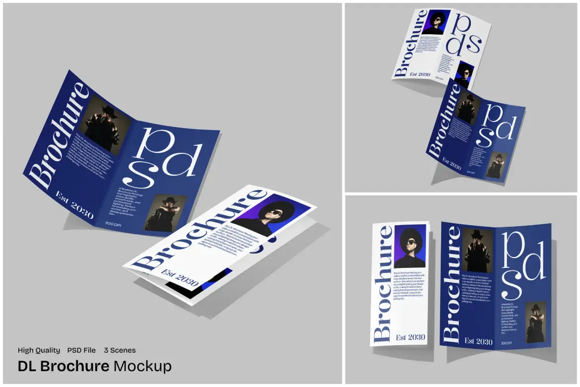 3套DL尺寸宣传册模型PSD样机
