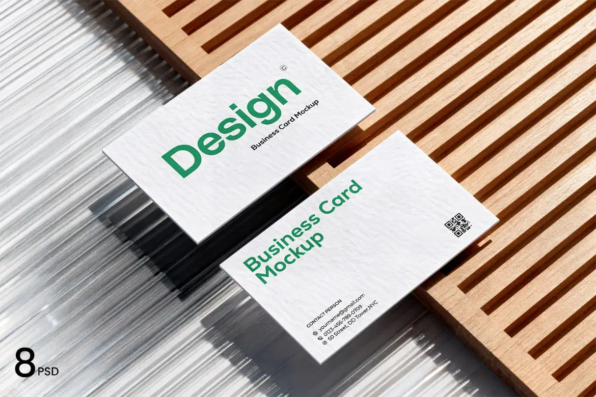 8套极简背景高分辨率名片模型PSD样机