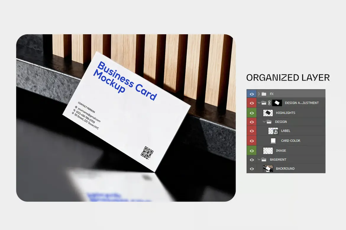 8套极简背景高分辨率名片模型PSD样机