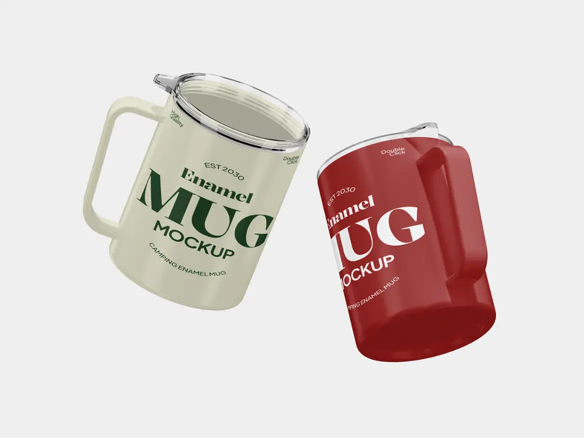 3套可定制露营搪瓷杯模型PSD样机