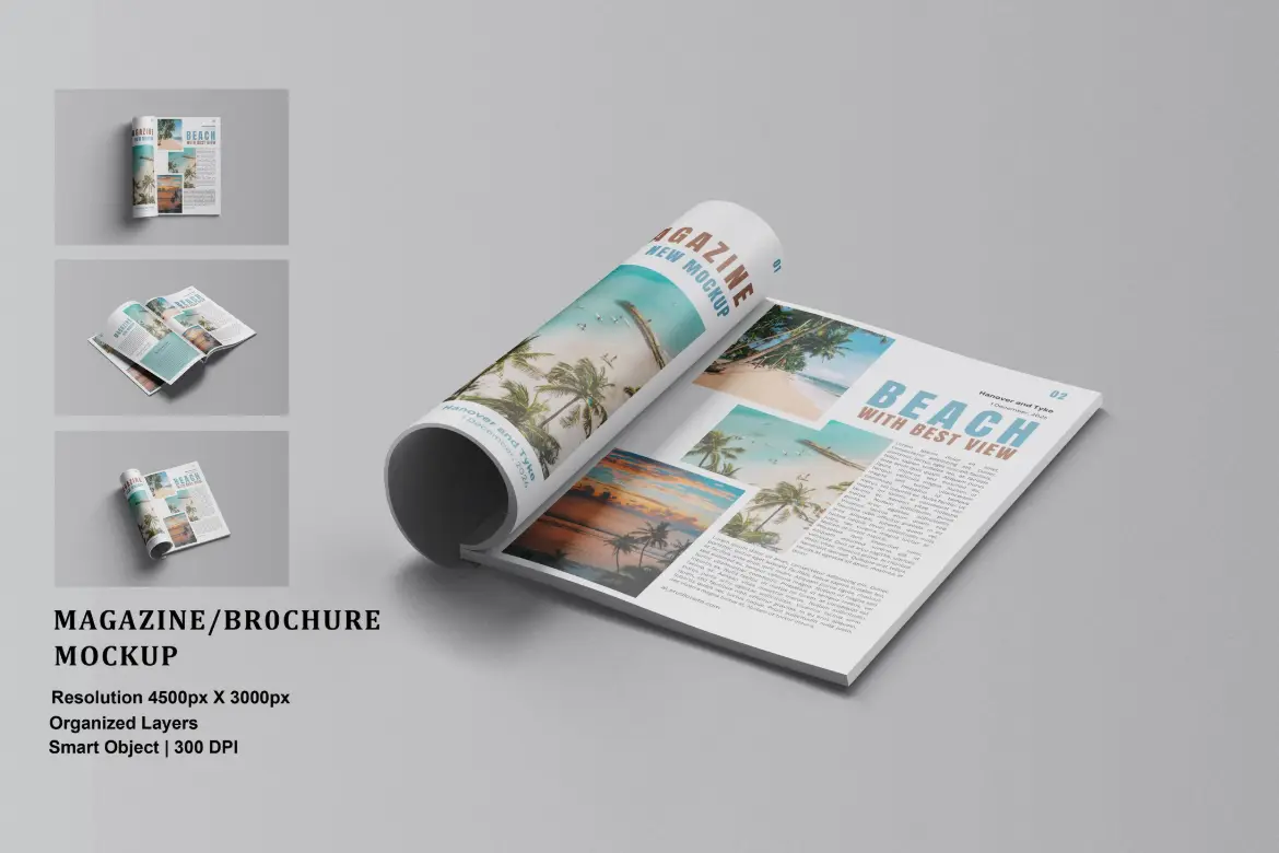 4套高分辨率杂志模型PSD样机
