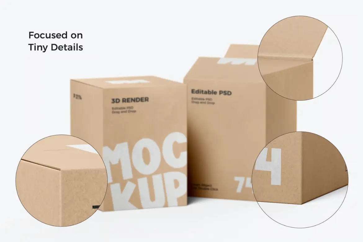 高品质牛皮纸大型搬家箱模型PSD样机