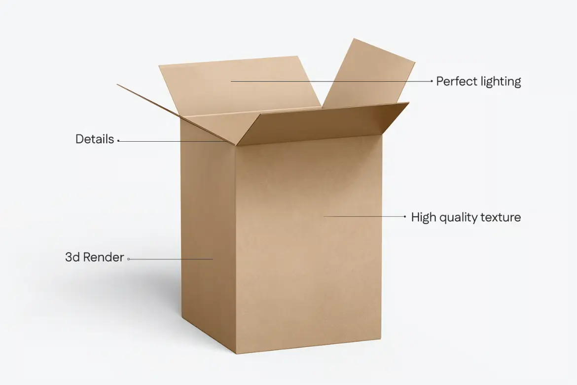 高品质牛皮纸大型搬家箱模型PSD样机