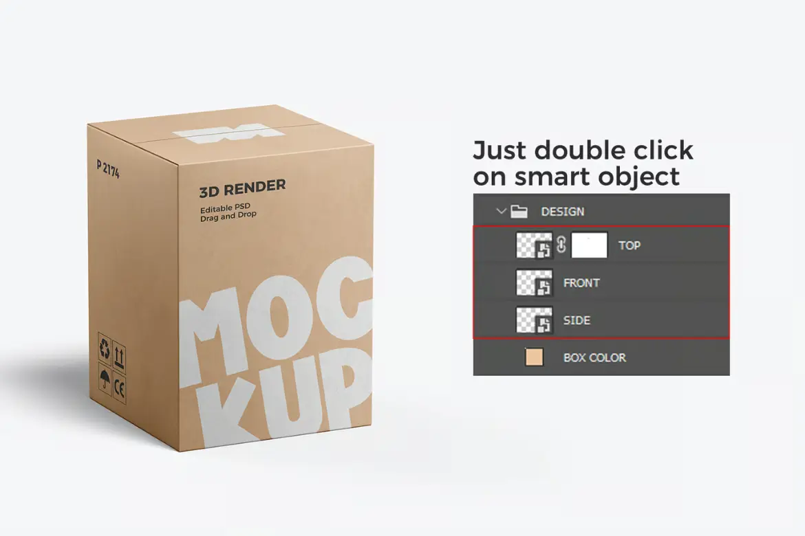 高品质牛皮纸大型搬家箱模型PSD样机