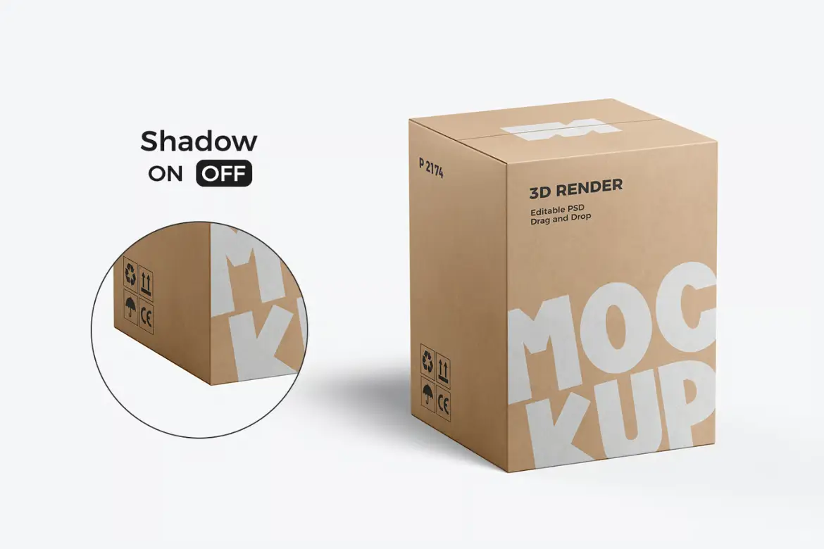 高品质牛皮纸大型搬家箱模型PSD样机