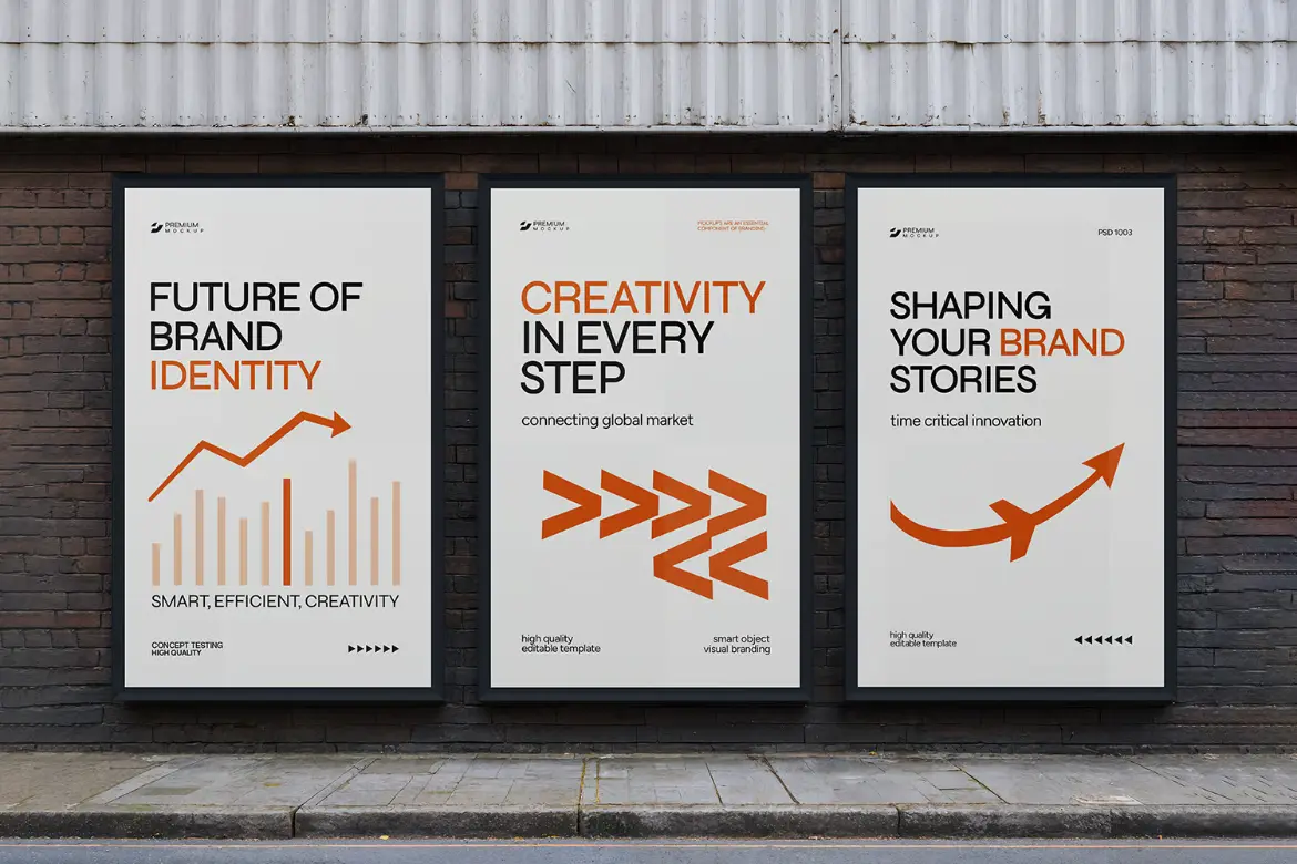 5套街头广告牌横幅海报模型PSD样机