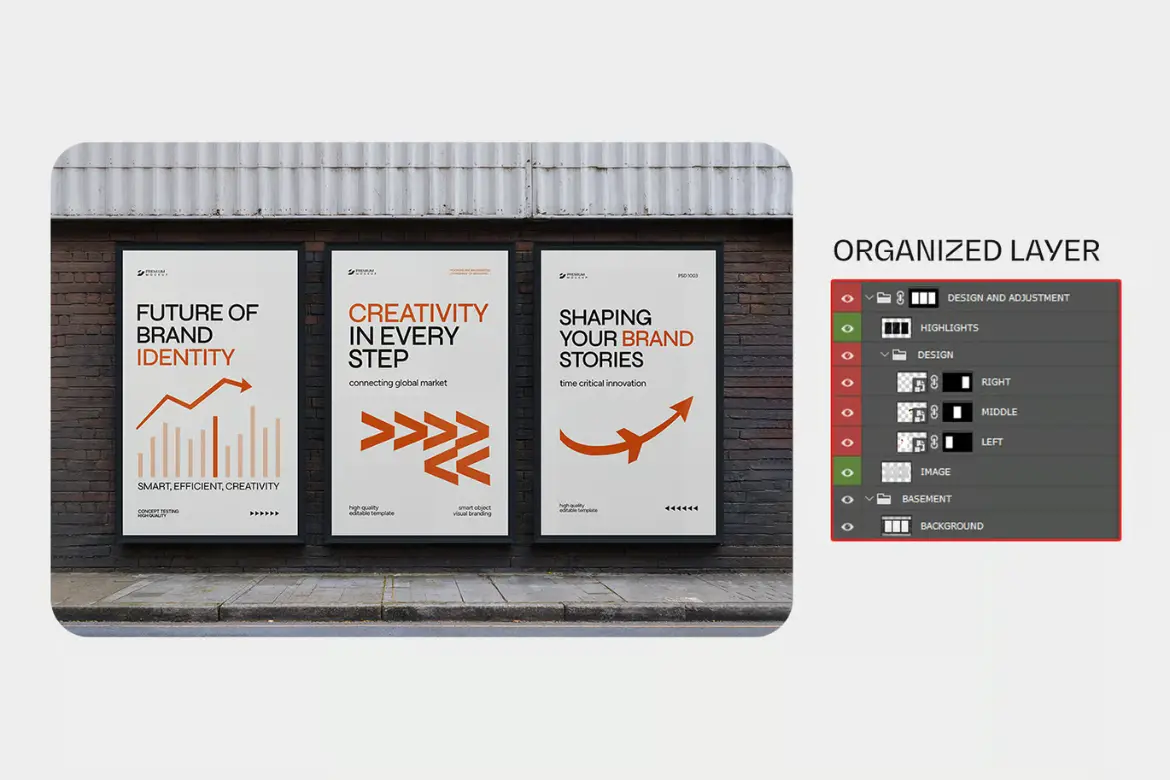 5套街头广告牌横幅海报模型PSD样机