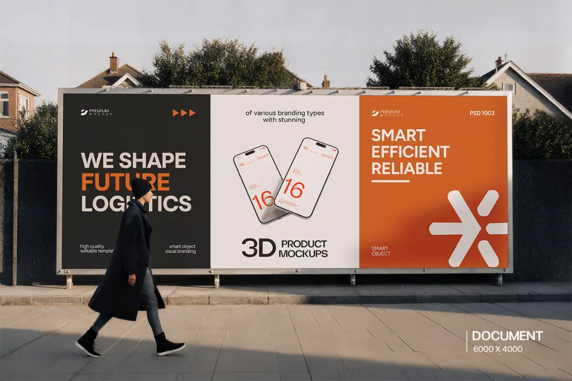 5套街头广告牌横幅海报模型PSD样机