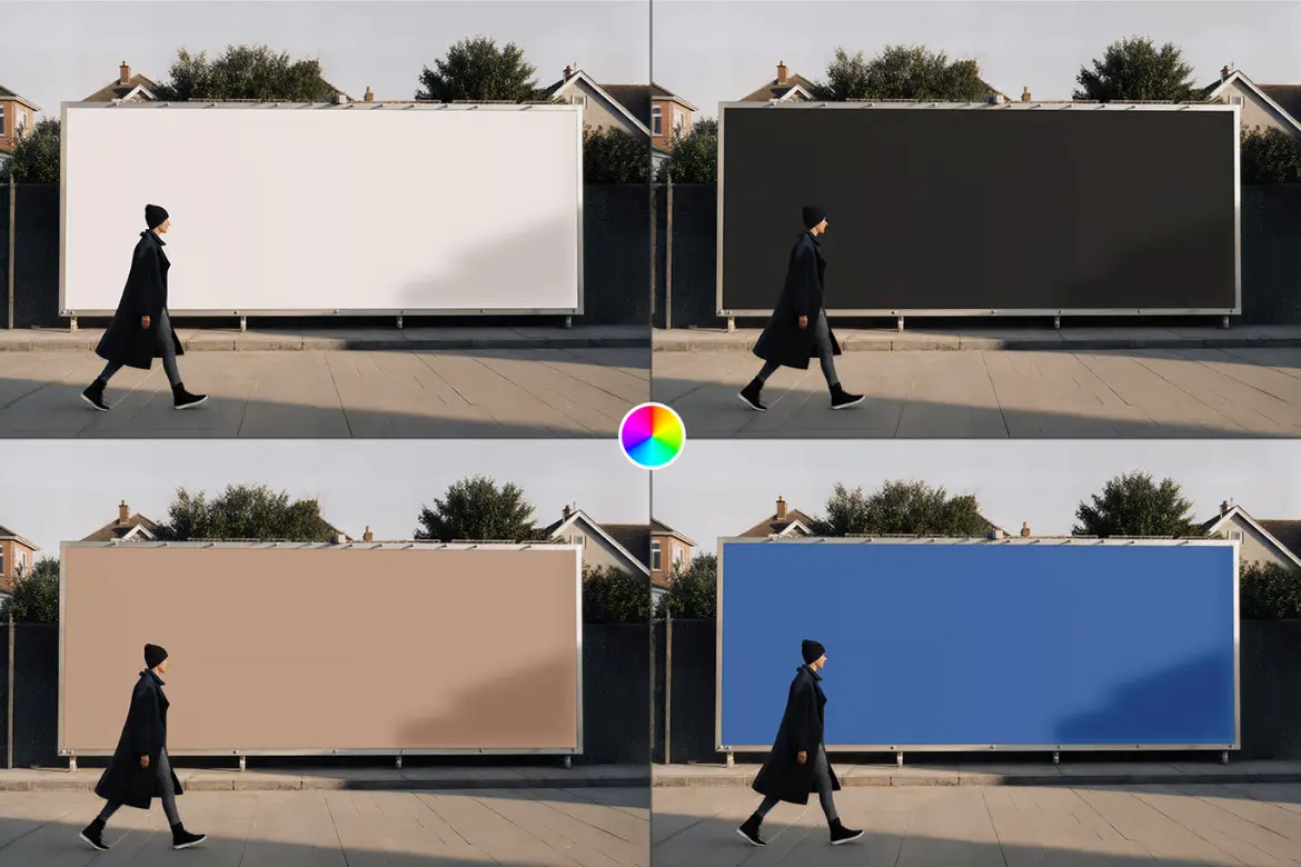 5套街头广告牌横幅海报模型PSD样机