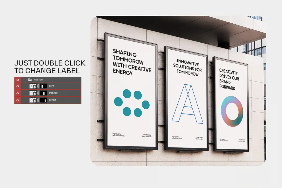 5套街头广告牌横幅海报模型PSD样机