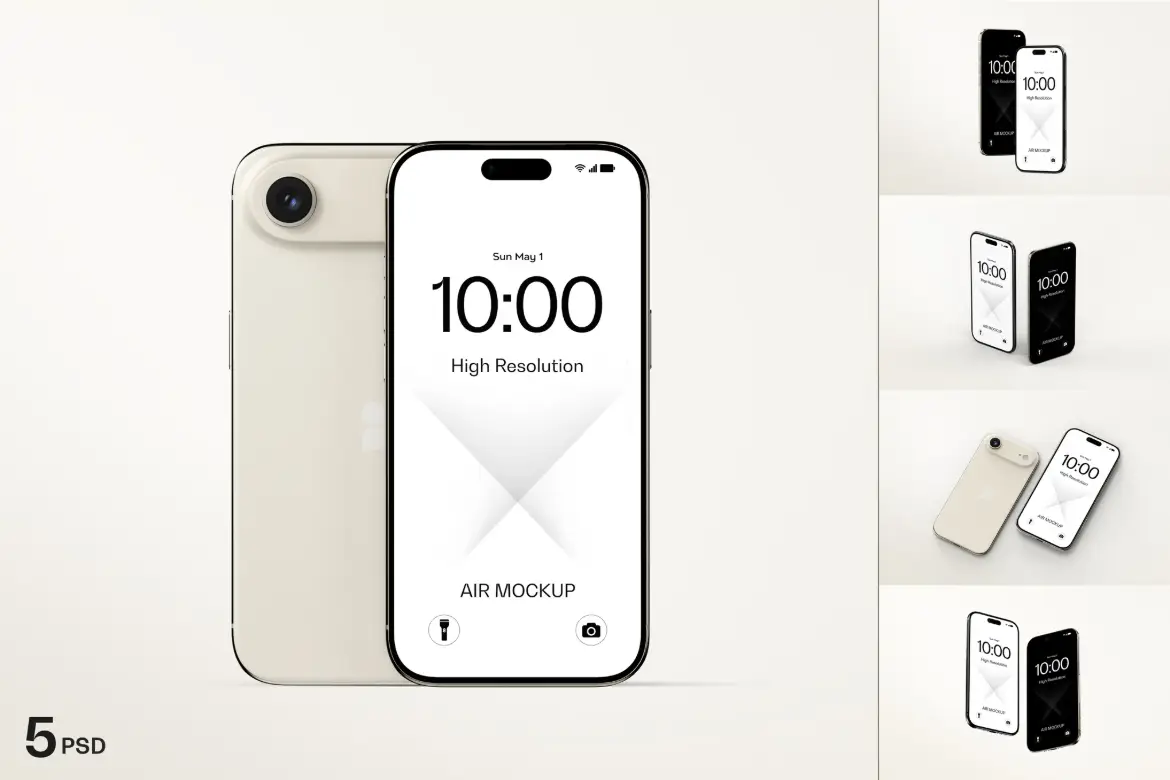 5套iPhone17Air高端3D模型PSD样机