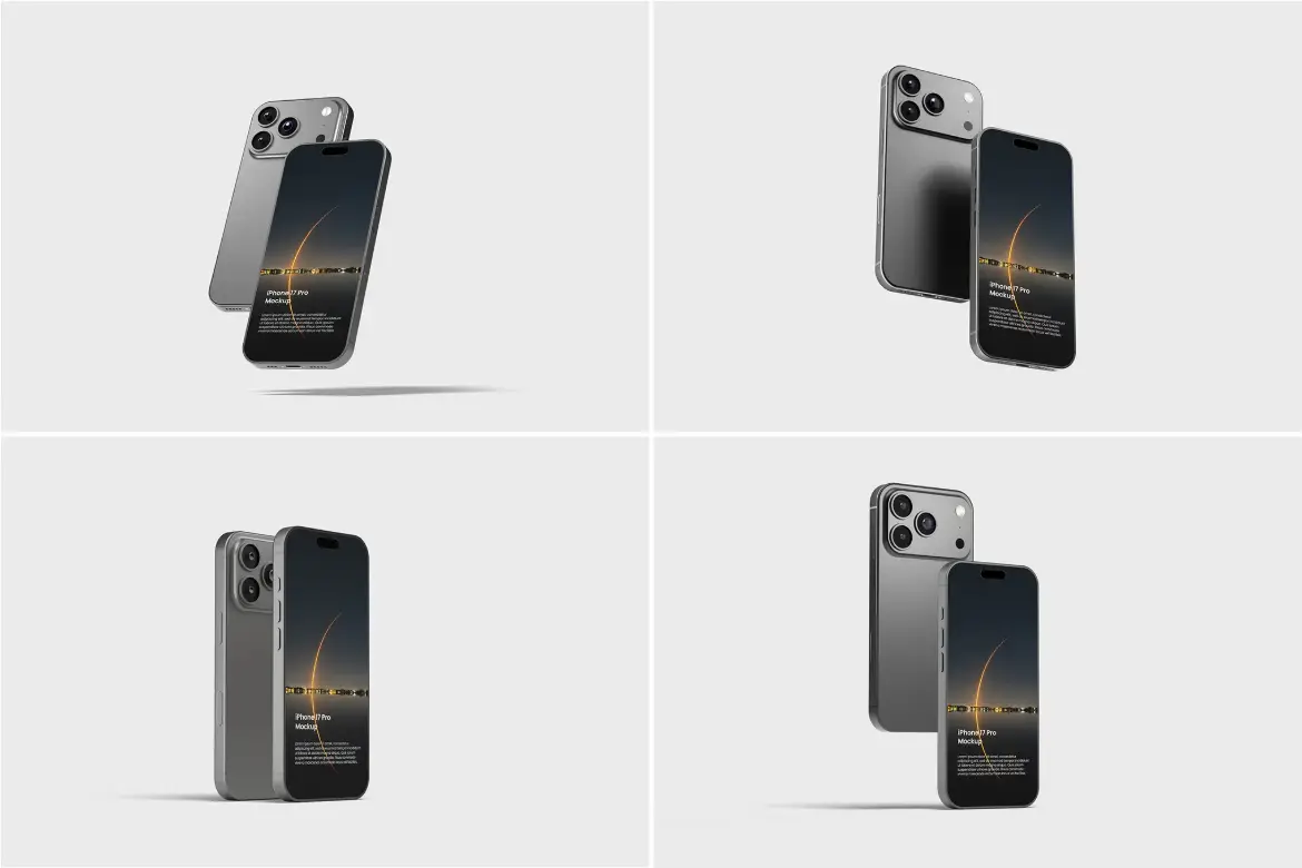 5套高分辨率iPhone17Pro模型PSD样机