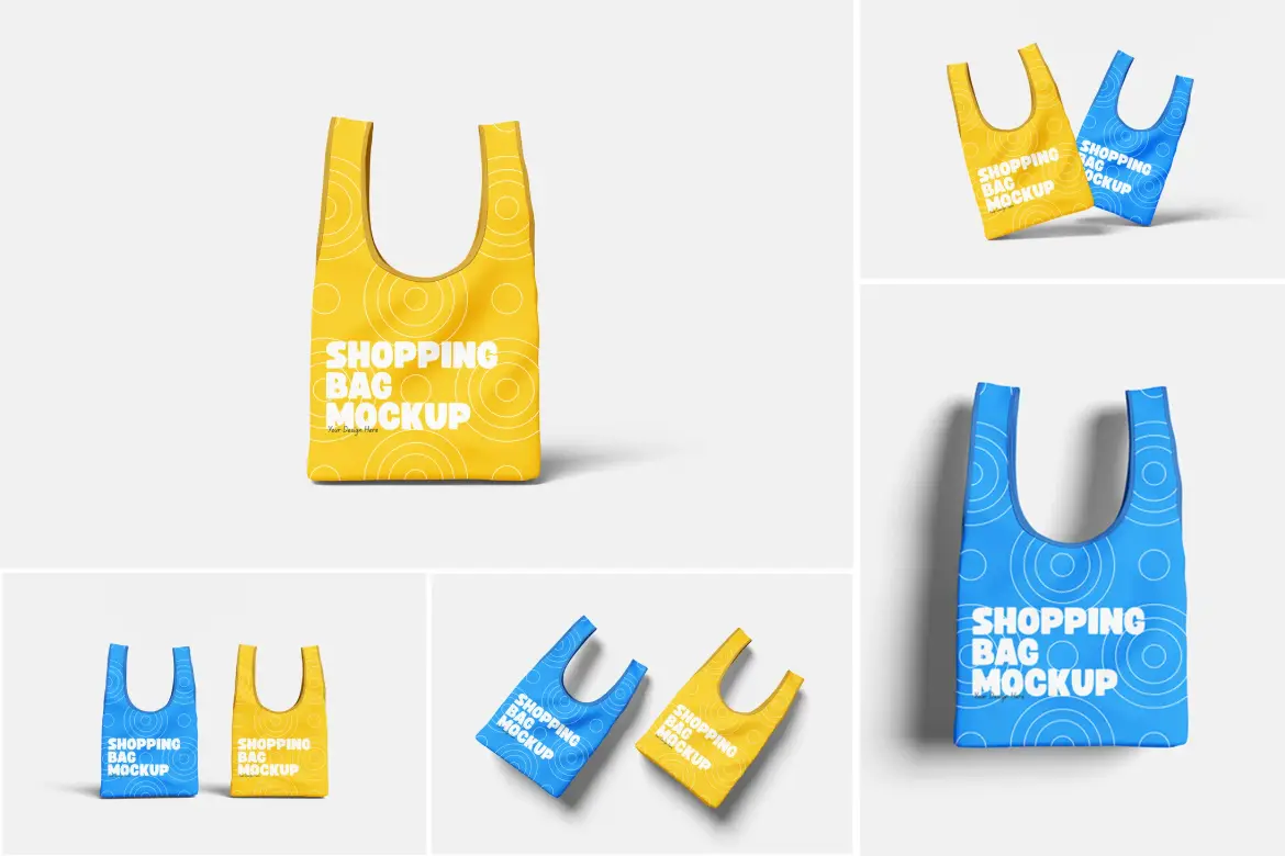 5套高分辨率购物袋模型PSD样机