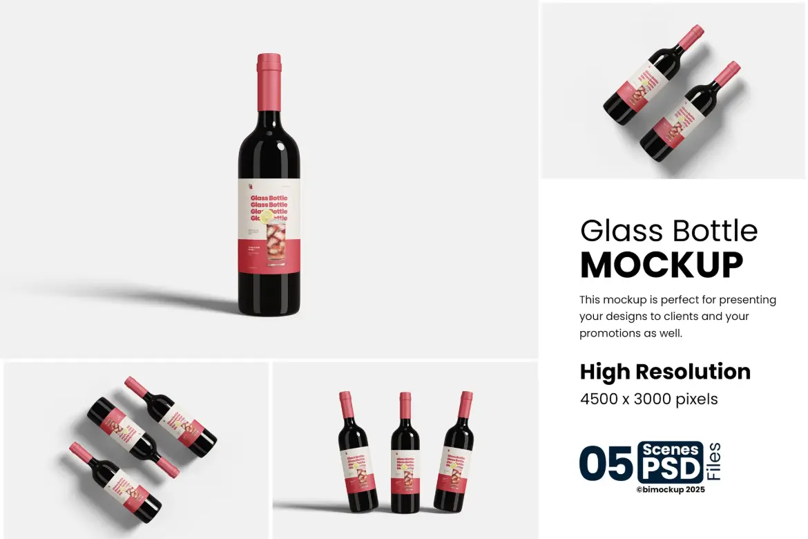 5套玻璃瓶3D模型PSD样机