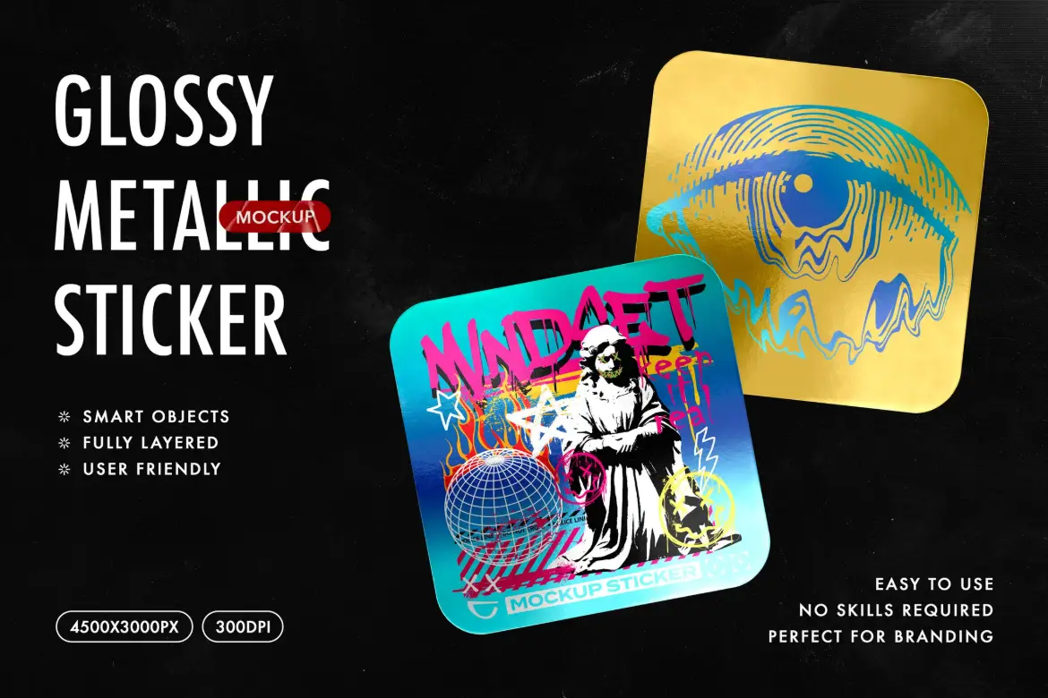 方形金属贴纸模型PSD样机