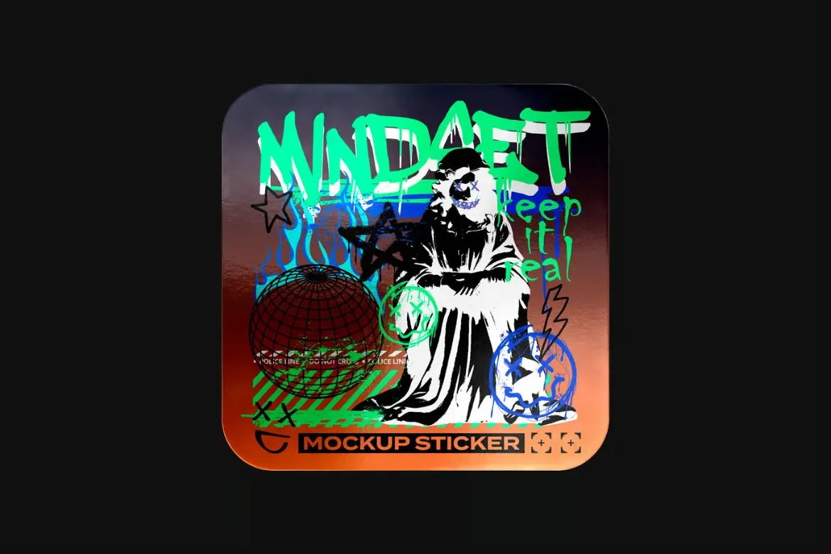 方形金属贴纸模型PSD样机