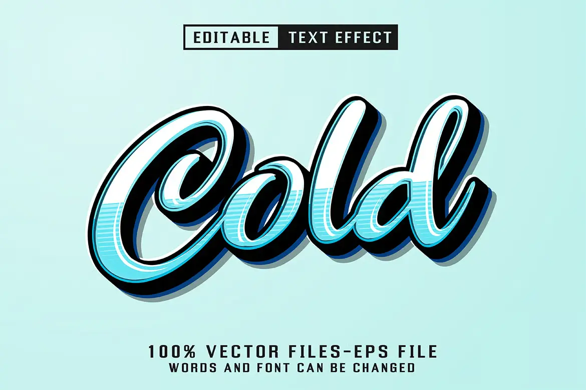 可编辑冷感冰霜文字特效模版