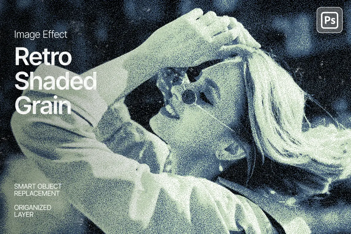 复古阴影颗粒照片效果PSD模板