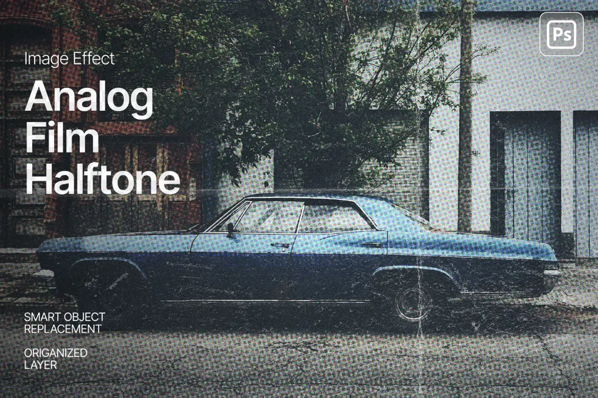 模拟胶片半色调照片效果PSD模板