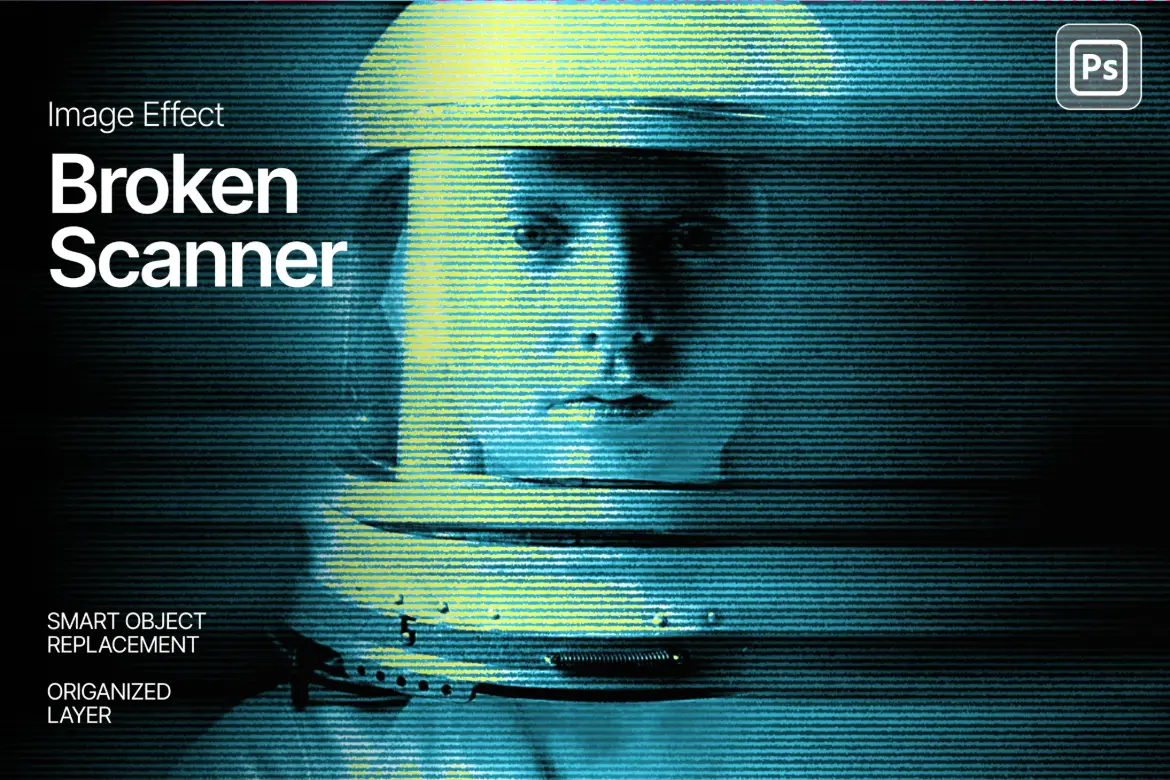 损坏扫描仪故障图像效果PSD模板