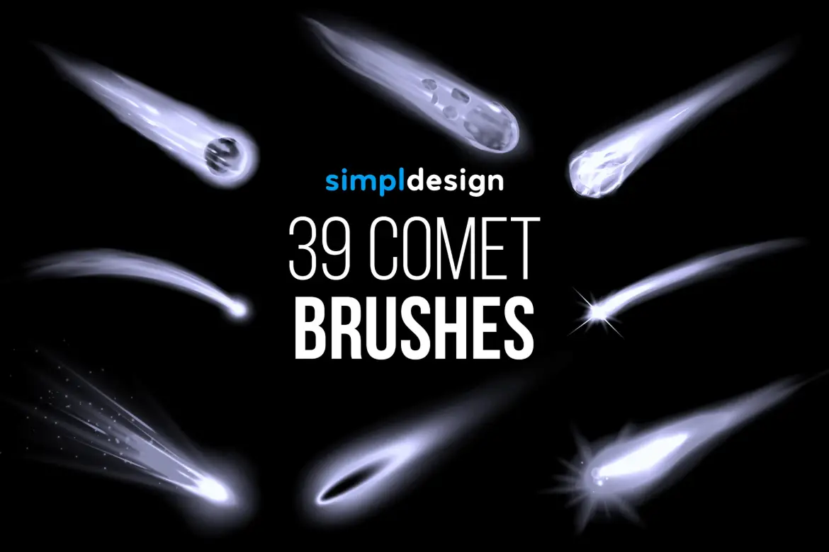 39款高分辨率彗星流星Photoshop画笔PS笔刷