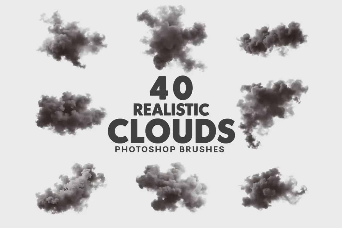40款高分辨率逼真云朵Photoshop画笔