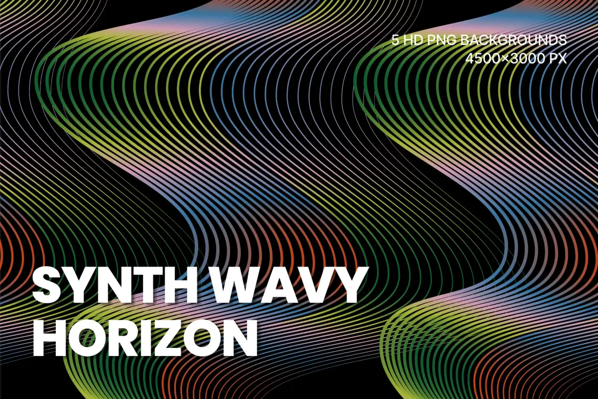 5套合成波浪地平线PNG背景素材