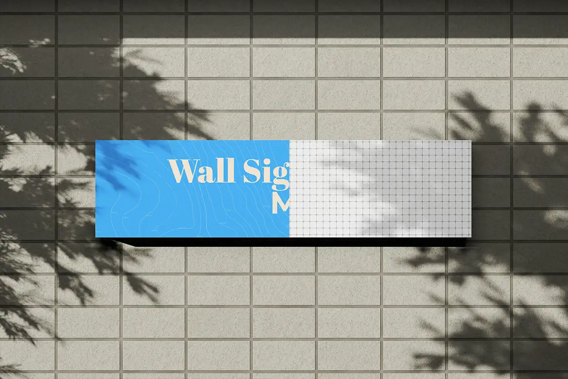 3套逼真墙面招牌PSD展示模型