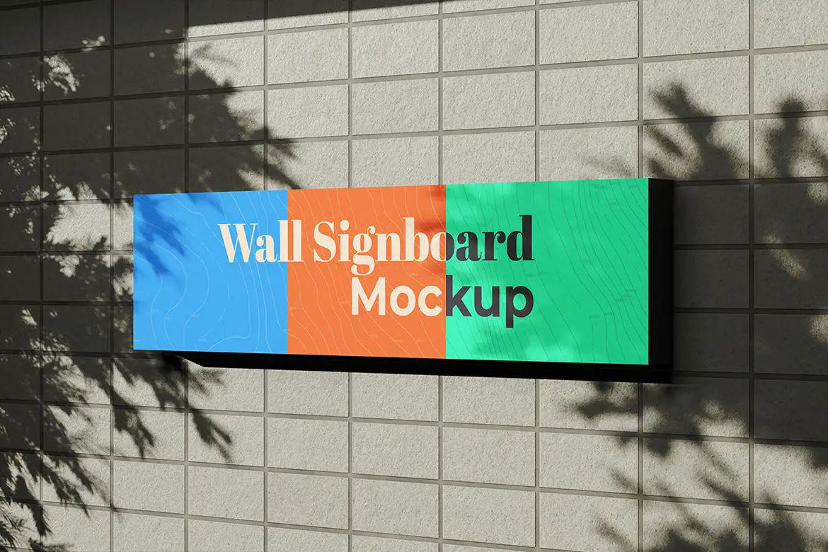 %title插图%num 3套逼真墙面招牌PSD展示模型