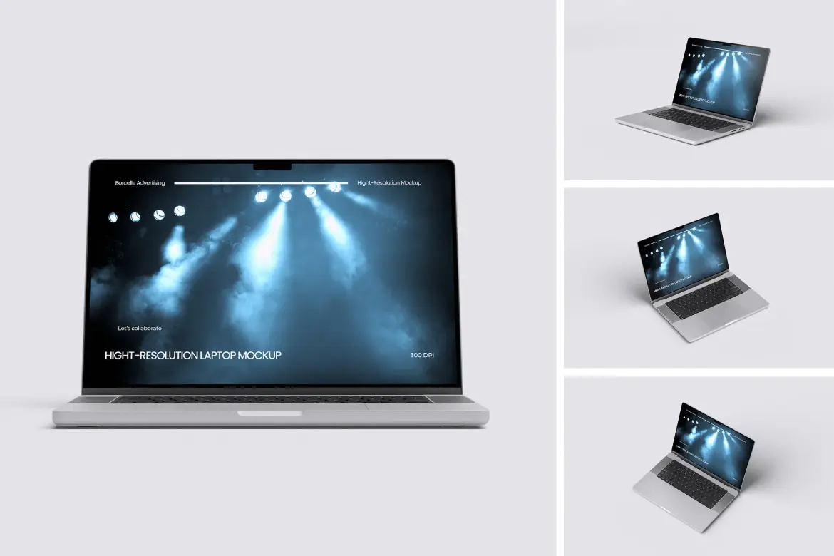 4套笔记本电脑PSD展示模型